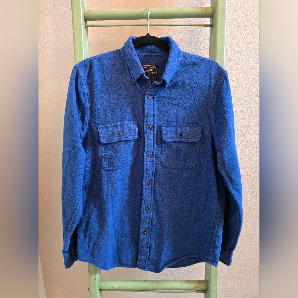 Abercrombie & Fitch Royal Blue Button Down Long Sleeve Cotton Shirt, Sz M